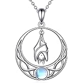 YONFQE Cute Bat Necklace Sterling Silver Hanging Bat Pendant Little Witchy Halloween Jewelry Gifts for Women Men