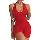 VUTRU Womens Sexy One Piece Tank Top Sleeveless Backless Bodycon Shorts Jumpsuits Bodysuit Catsuit Ribbed Sports Romper