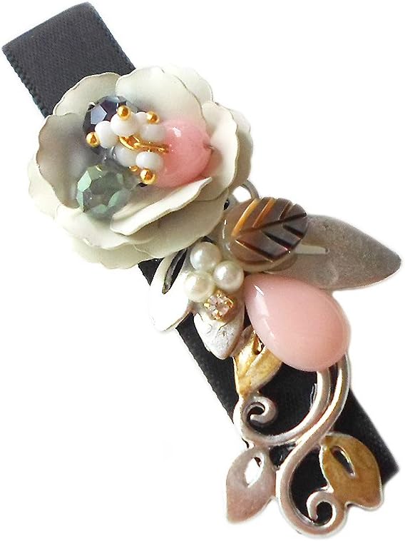 Hanabe"Tima" Handmade White Flower Coated Metal Nature Design Hair Clip Hair Pin