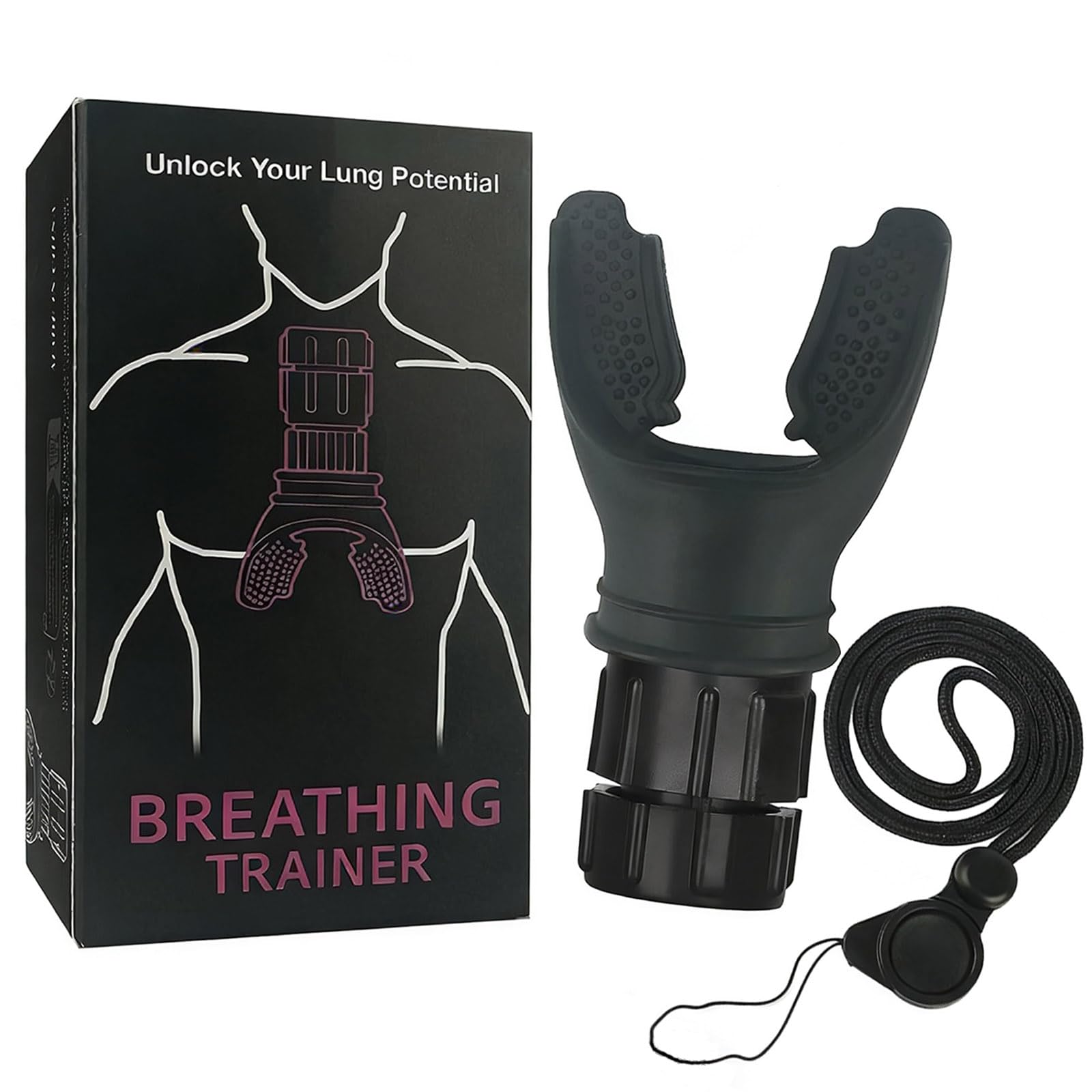 Oxyfit Breathing Lung Trainer - Oxygen Flow Breathing Trainer Lung Exerciser Device Improve Lung Capacity Handheld Lung Expansion Training Tool for Respiratory Therapy (Black)
