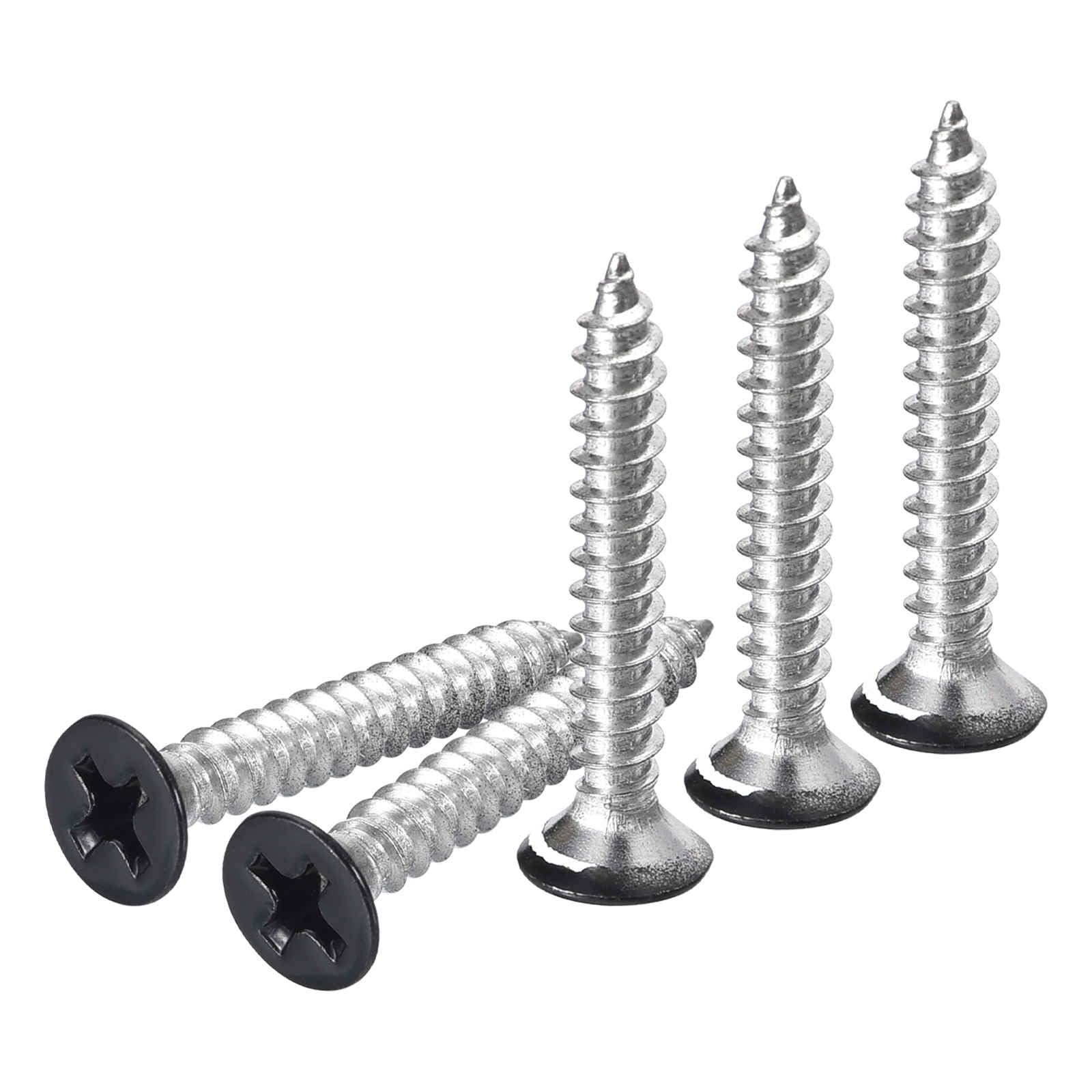 DTGN 100Pcs #6x1" Flat Head Wood Screws, 304 Stainless Steel Black Phillips Self Tapping Screws - Good for Woodworking, Furniture - Black