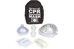 Ever Ready First Aid Adult and Infant CPR Mask Combo Kit with 2 Valves with Pair of Vinyl Gloves & 2 Alcohol Prep Pads - Tactical Black
