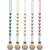 MORIBOX Silicone Pacifier Clip for Baby Boys Girls Paci Binky Holder 5 Pack | Food Grade Silicone, One Piece Design, Soother Binky Holder, Teething Relief, Baby Shower, Birthday, Christmas, Baby Registry