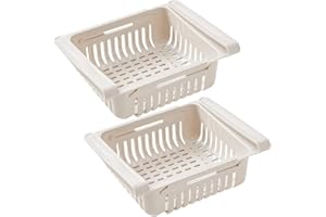 Refrigerator Drawer, Fridge Drawer, 2PCS Adjustable Under Shelf Basket, Pull out Refrigerator, Space-saving for Egg Fruit Veg