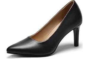DOBOLIN Women's Heels Pointed Toe Pumps Closed Toe High Heels Stiletto Comfortable Business Heels 3-Inch Wedding Party Dress Shoes