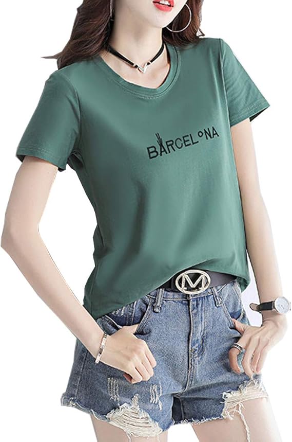 Amazon Tシャツ レディース半袖トップス 無地 カットソー ゆったり シンプル コットン Tシャツ 5色 Tシャツ カットソー 通販