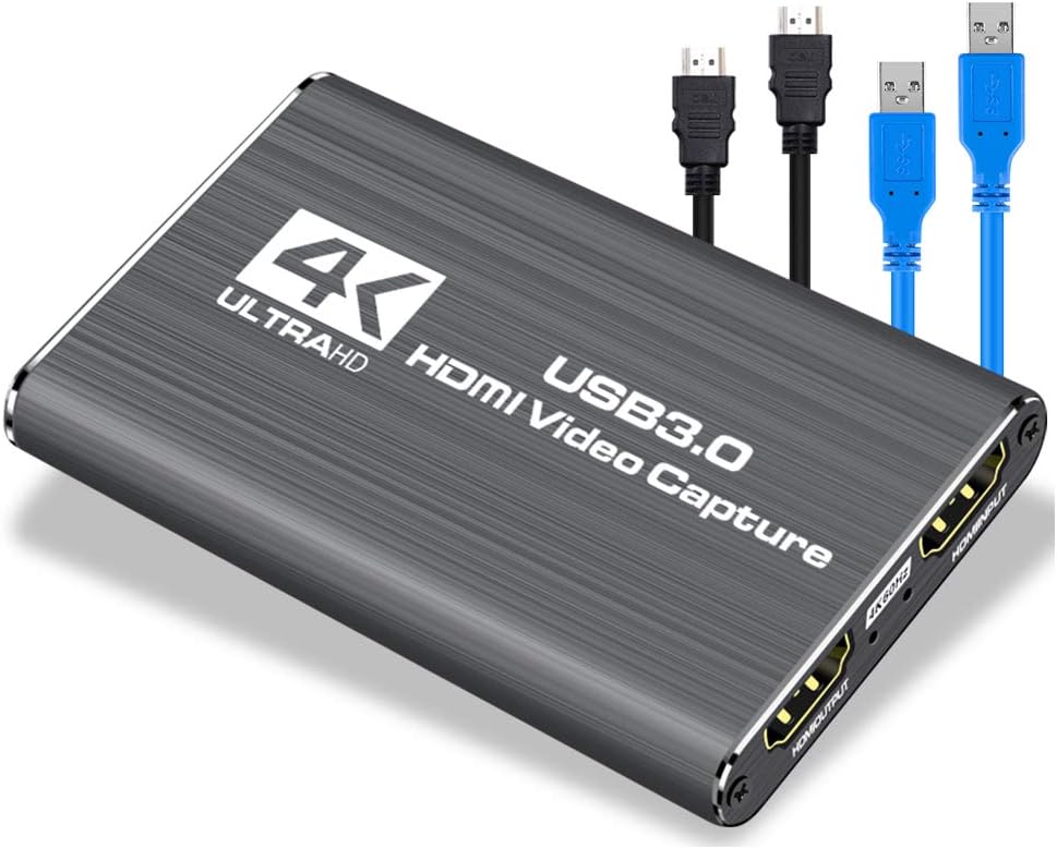 LEADNOVO Audio Video Capture Card, HDMI USB3.0 4K 1080P 60fps Reliable Portable Video Converter for Game Streaming Live Broadcasts Video Recording(Black): Computers & Accessories