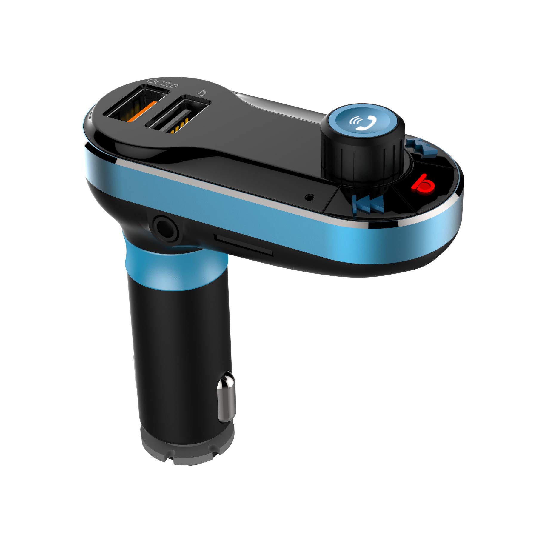 FusionTech® FM Transmitter Bluetooth Car Radio Adapter QC3.0 Quick Charger Hands-free with Bass Car Kit Charger Support SD Card/USB for iPad iPod iPhone Samsung Galaxy Android & all Smartphones