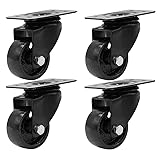 FactorDuty 4 All Black Metal Swivel Plate Caster