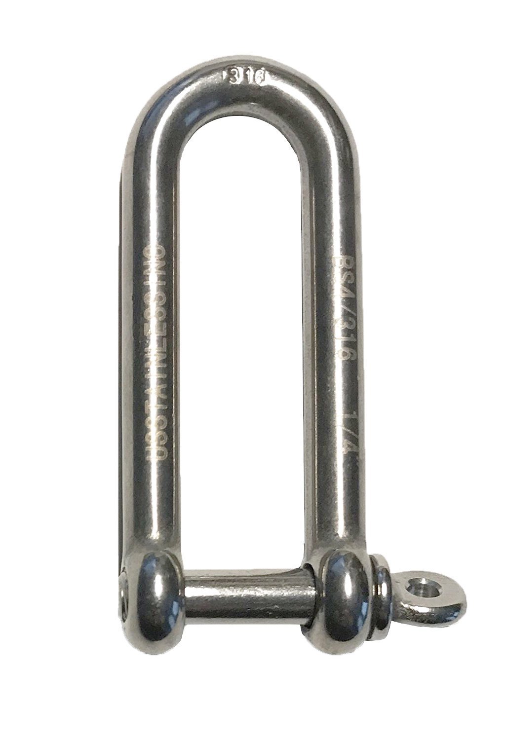 US Stainless Stainless Steel 316 Long D Shackle 1/4" (6mm) Marine Grade Dee