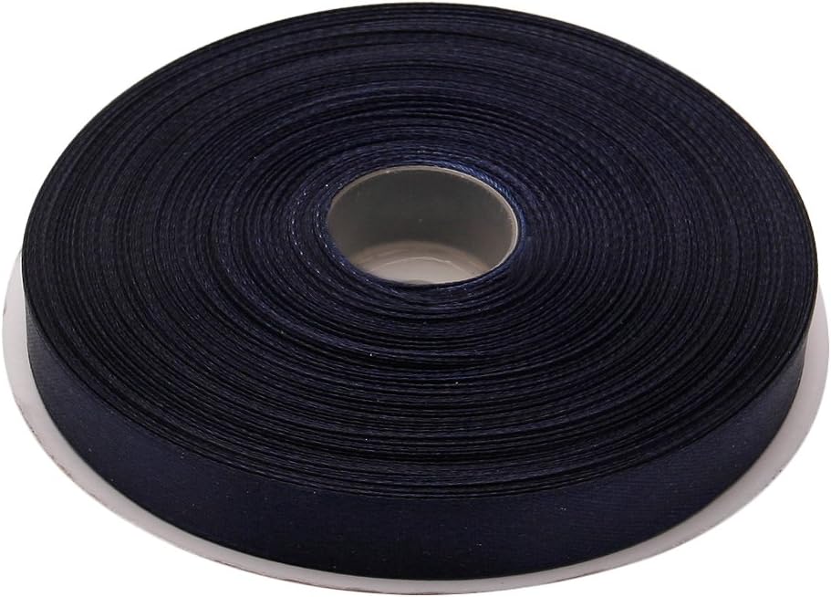Topenca Supplies 1/2 Inches x 50 Yards Double Face Solid Satin Ribbon Roll, Navy Blue