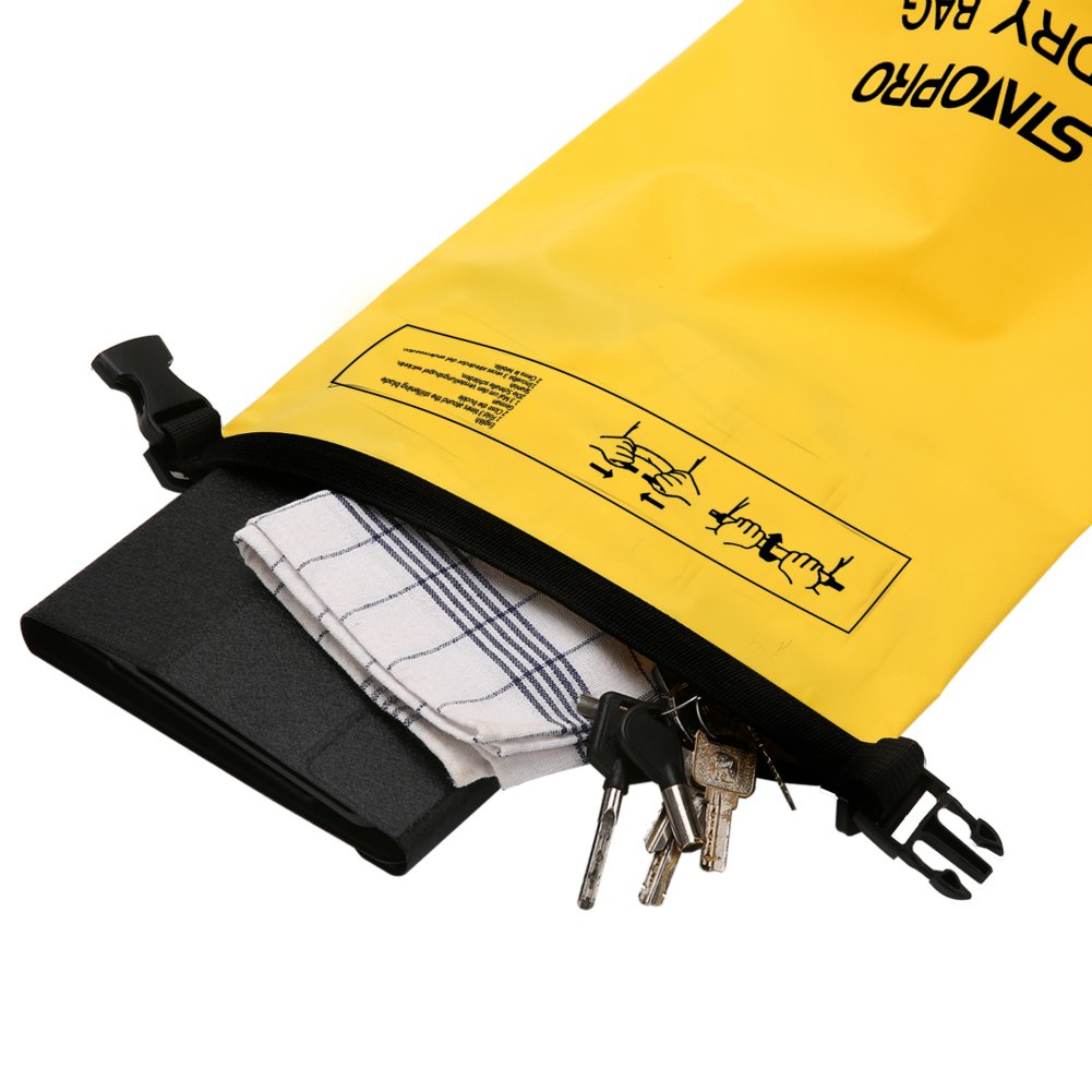 SinoPro Waterproof Dry Bags + Waterproof Waist Pouch, Perfect for Kayaking / Boating / Canoeing / Fishing / Rafting / Swimming / Camping / Snowboarding (Yellow, 10L)
