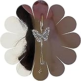 Erimberate Bohemian Crystal Butterfly Tassel Dangle Earrings Gold Moonstone Butterfly Drop Earrings Long Cz Butterfly Earrings Rhinestone Tassel Chain Earrings Jewelry for Women Gifts