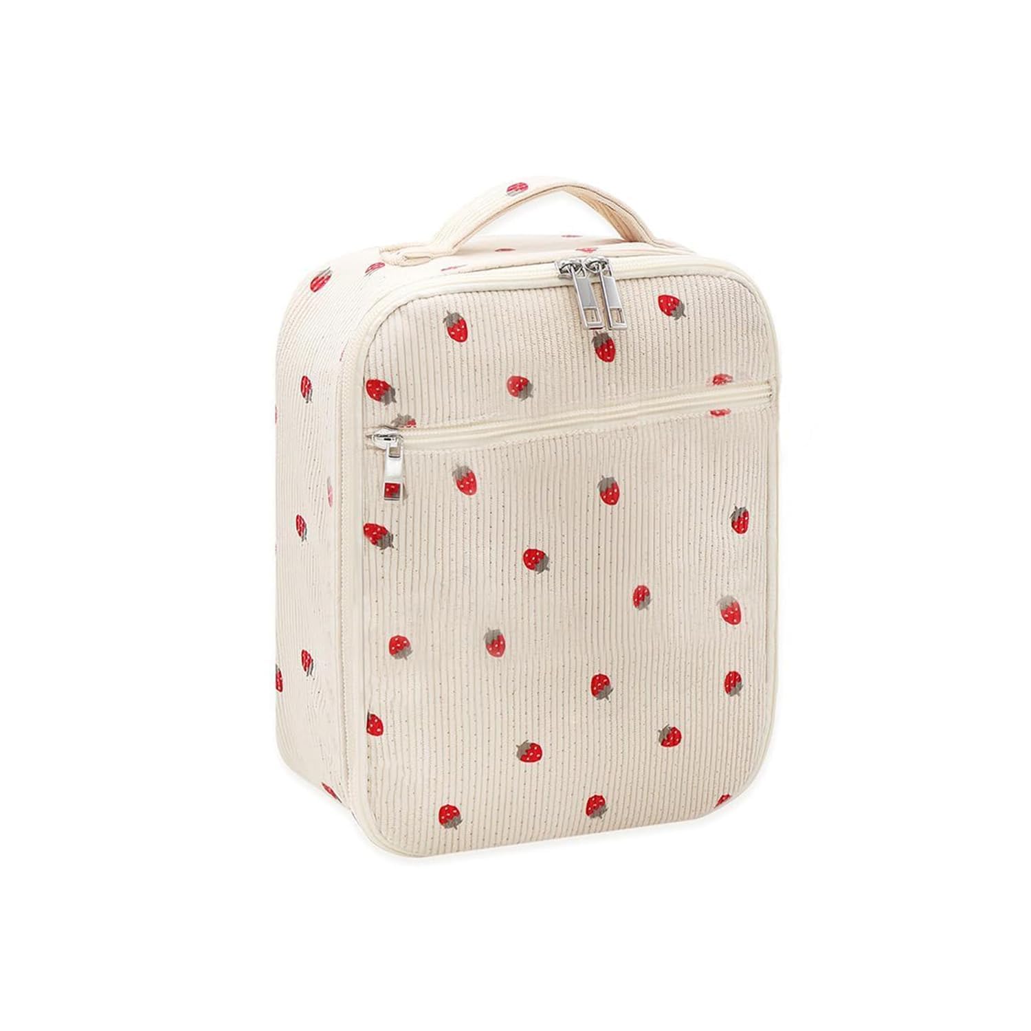 Girls Lunch Bag for Women, Cute Lunch Bag for Ladies, Beige Lunchs Bags for Women Reusable Insulated Leakproof Strawberry Lunchs Box Tote Bags, for Kids Adult Lunchbox for Work Picnic (Beige)