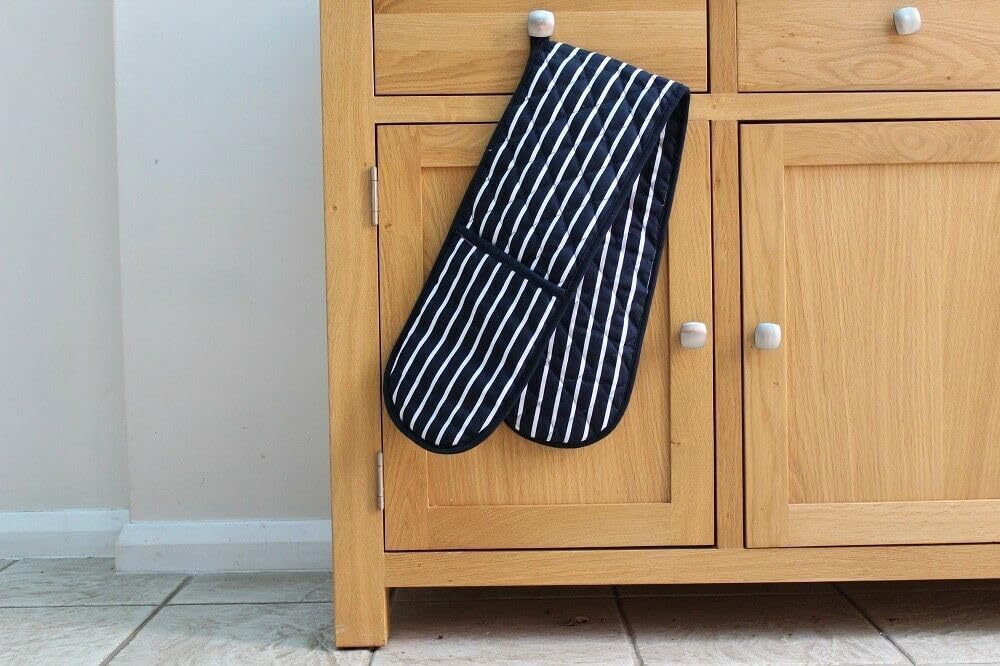 SHL - Navy Blue Stripe Butchers Double Oven Glove - 2 Pack