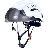 RDSGSO ANSI-Certified Industrial Safety Helmet Hard Hats with Retractable Clear and Tinted Visors Adjustable Ventilation 6-Point Suspension for Construction Industrial