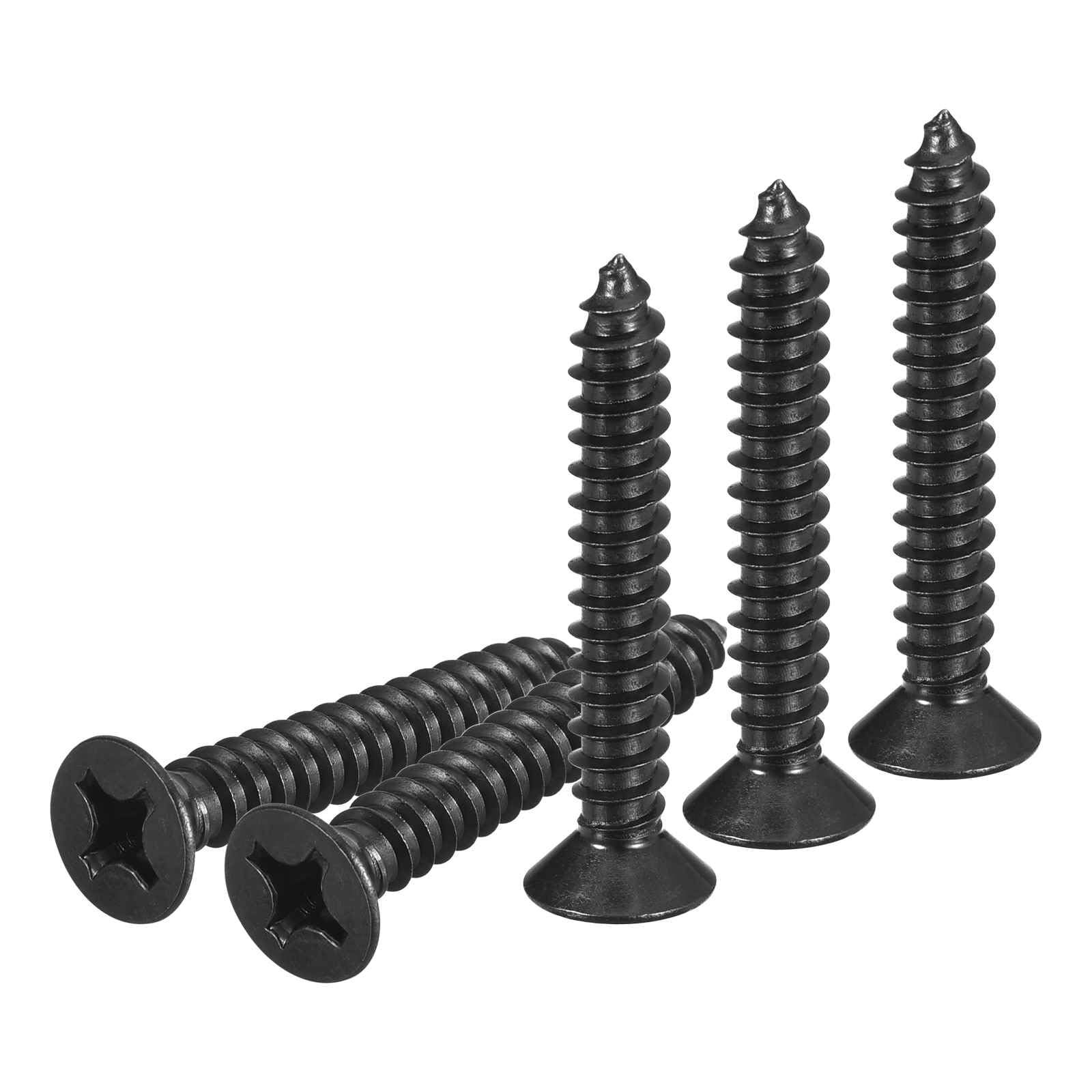 DTGN 100Pcs #12x1-1/2" Flat Head Wood Screws, 304 Stainless Steel Phillips Self Tapping Screws - Good for Woodworking, Furniture - Black