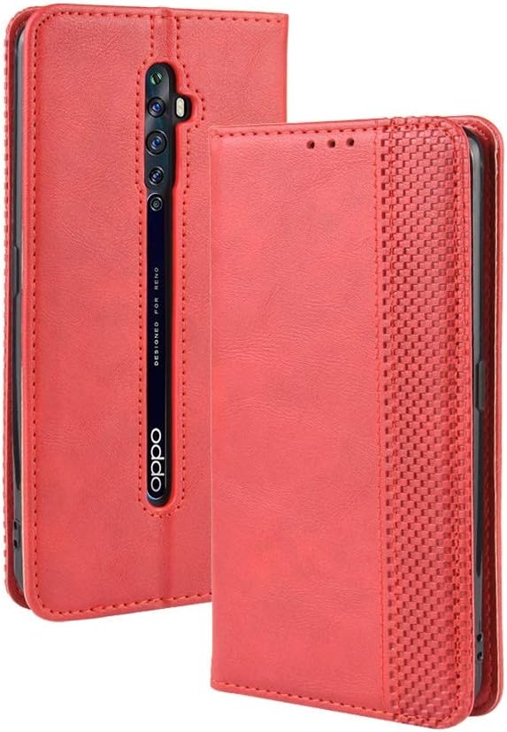 JINXIUS Phone Case, PU Leather+Soft Inner Design Business Magnetic Closure Flip Wallet Protective Case Cover for Oppo Reno 2Z / Reno 2F (Color : Red)