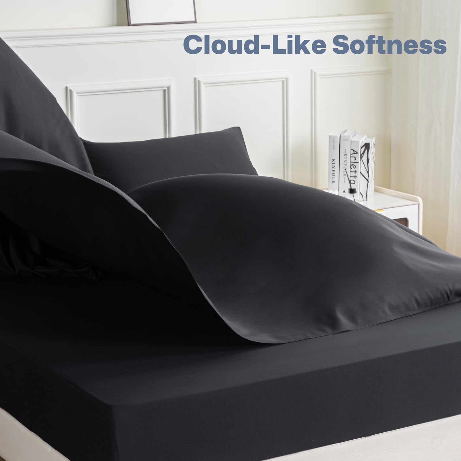 Full Flat Sheets 6 Pack,Black Brushed Microfiber