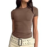 Womens Basic T Shirts Summer Tops 2026 Crop Short Sleeve Slim Fit Tee Cute Crewneck Y2K Top