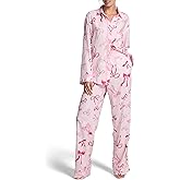 Victoria's Secret Women's PINK Flannel Pajama Set, Long Sleeve Button Down Shirt & Pants, Sleepwear for Women