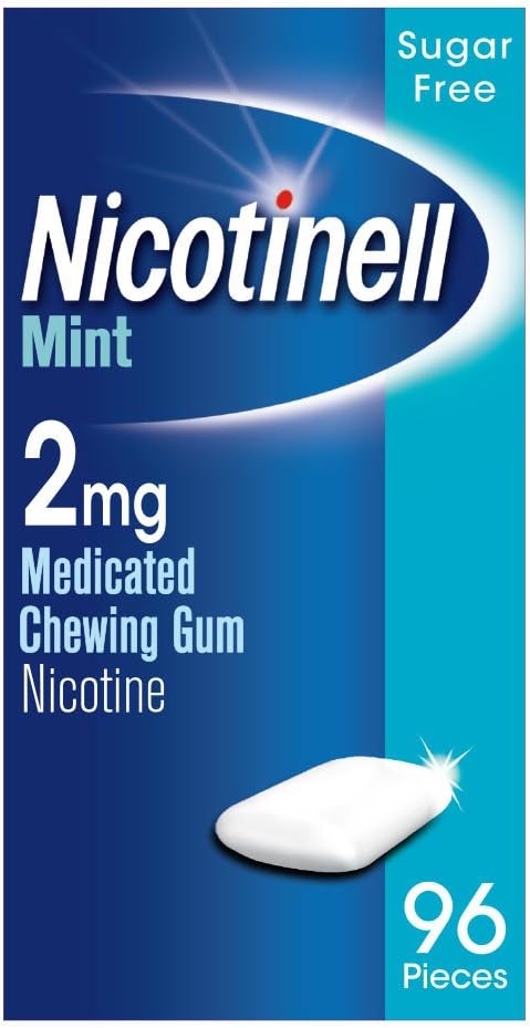 Nicotinell Mint Gum 2mg (96 Pieces), Stop Smoking Aid, Sugar Free Nicotine Gum, Mint Flavour