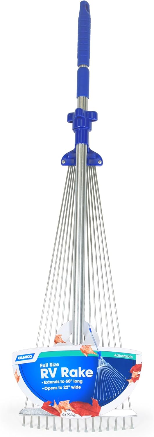 Camco Telescopic Collapsible Rake - Expands to 60" Long with 22" Width Rake | Folds to 30" x 8 ½" for Easy Storage | Great for Camping, Gardening, or Lawn Maintenance - ( 42171): Automotive