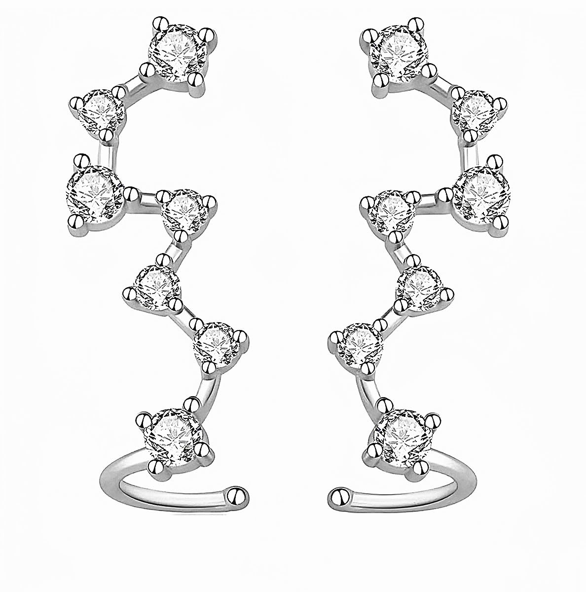 Hedywei Sterling Silver Drop Earrings for Women Girls, Ear Climber Dangle Earrings Cubic Zirconia Hypoallergenic Ear Cuffs Crawler Earrings