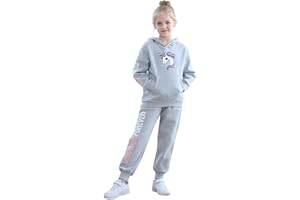 Jobakids Girls Long Sleeve Hooddie Sweatshirt and Jogger Pants Winter Outfits Unicorn 6-11 Years