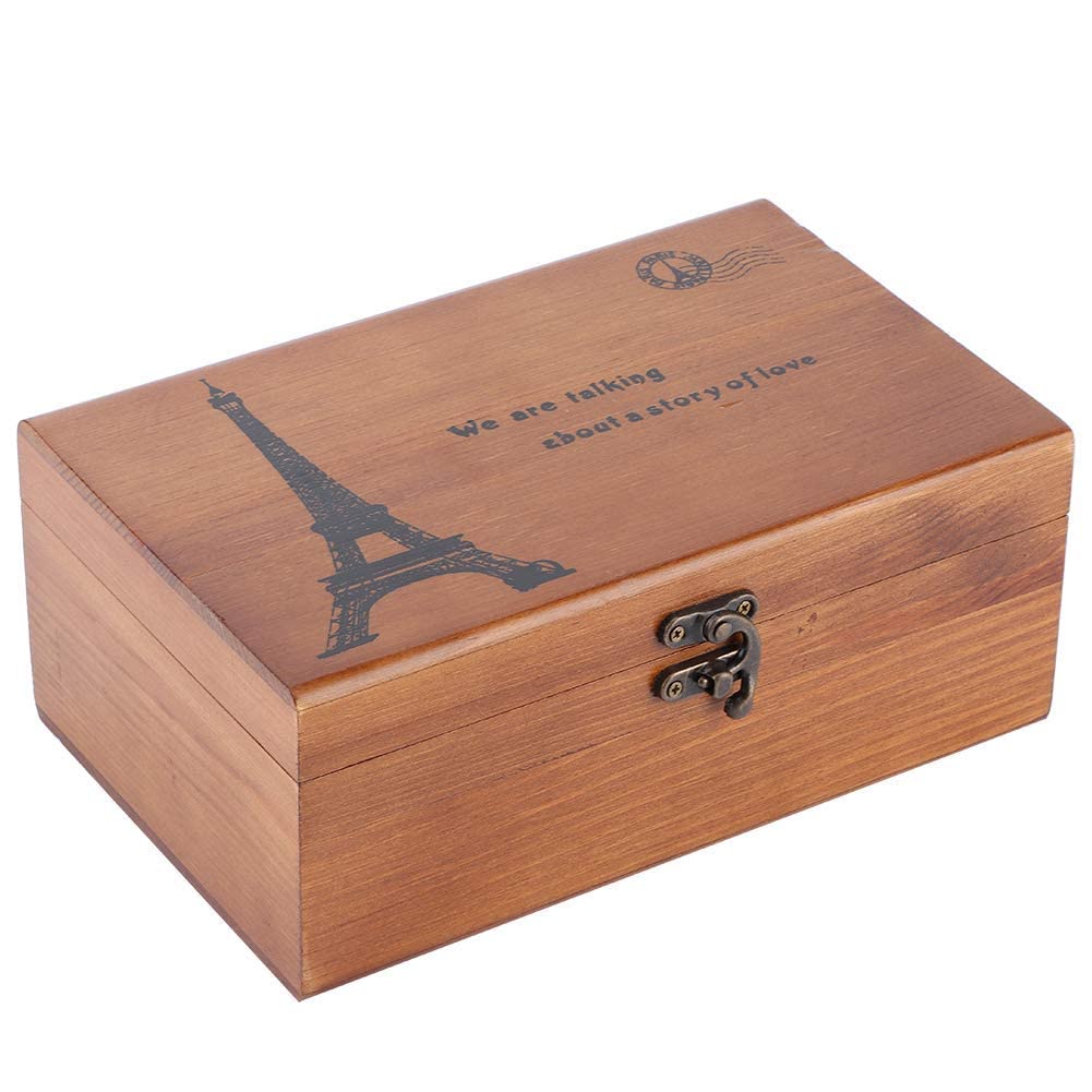 Cikonielf Wooden Sewing Box Multifunction Vintage Needle Thread Storage Case DIY Sewing Knitting Tool Accesssories Sewing Kit Compartments (Tower Pattern Empty Box)