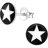 925 Sterling Silver White Star Stud Earrings, Sold as a Pair