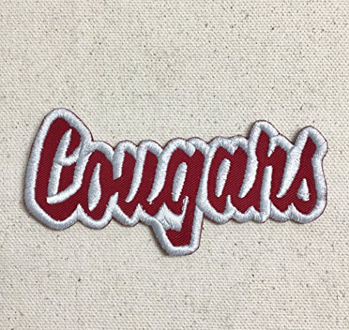 Cougars - Cardinal Red/Gray - Team Mascot - Words/Names - Iron on Applique/Embroidered Patch