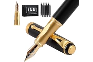 Zalantan Fountain Pen-Smooth Writing Metal Water Pen with Gift Case Fine Nib Consistent Ink Flow Luxury Pen for Nice Pens Includes a Calligraphy Nib 8 Ink Cartridges and a Converter (Gold)