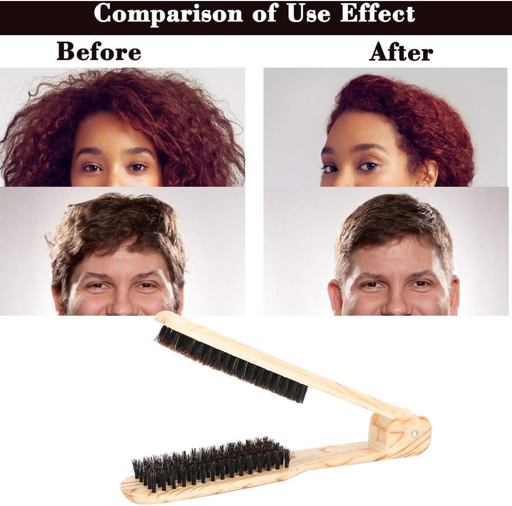 Hair Straightening Comb, DIY Salon Hairdressing Hair Straightener V Shaped Comb, Anti-static Dual-Brush Comb for Home and Salon Use - Image 3