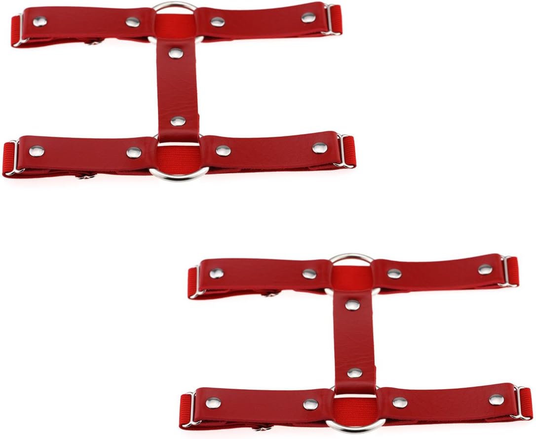 TISDA 2pcs Punk Leather Garter Elastic Stud Leg Garter Belt