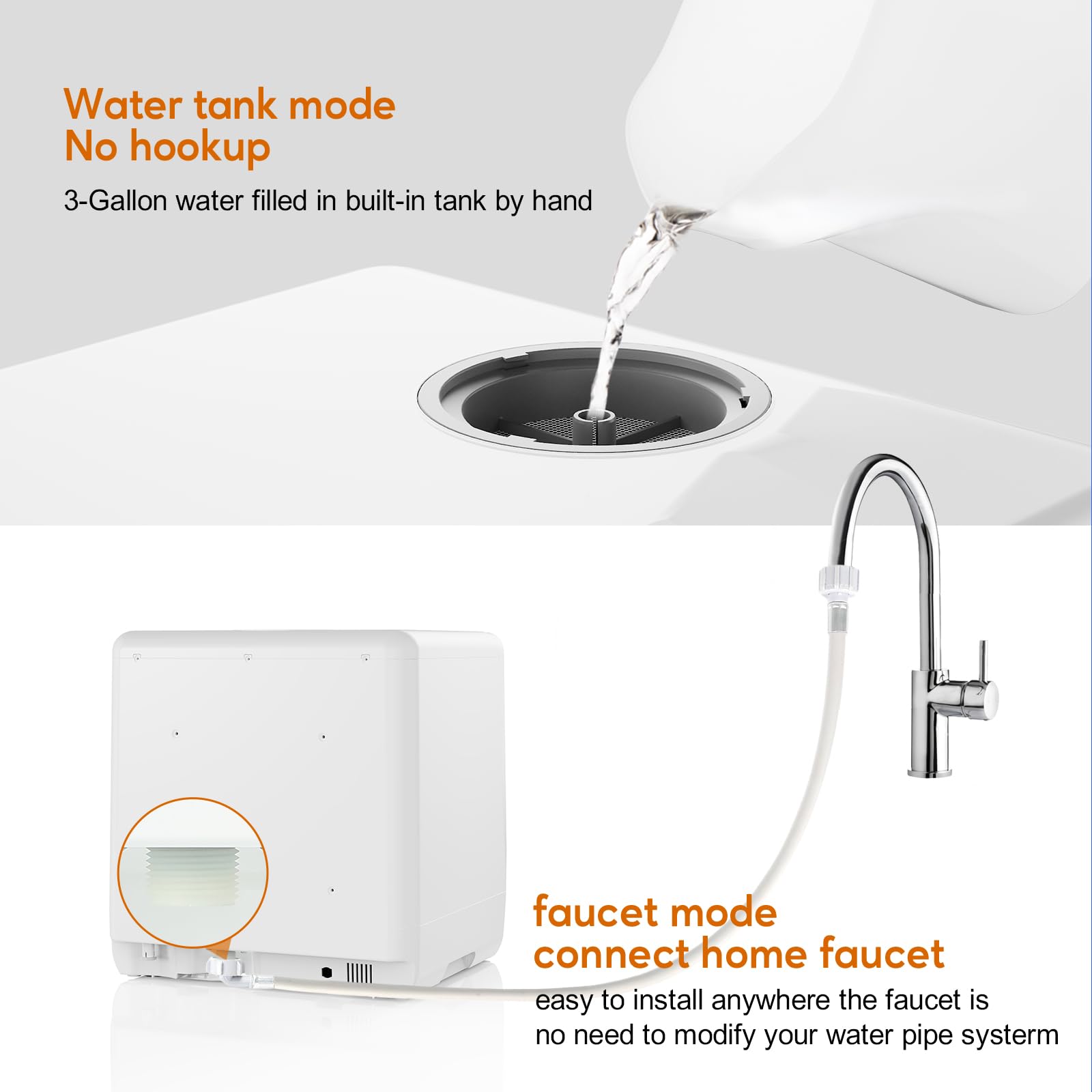 SEAGTOM Portable Dishwashers for Camping and Home with 5l Water Tank, Hose, LED Light, 10 Wash Programs, Baby Care Mode, Dual Water Supply and 1h Hot Air Drying