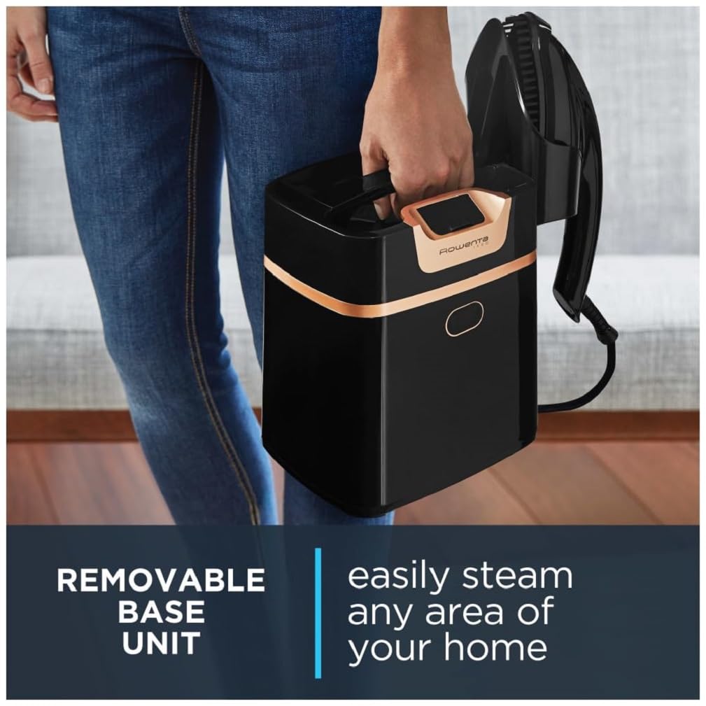 Rowenta IXEO Steamer for Clothes with Ironing Board 65 Inches 45 Second Heatup, 1 Liter Capacity 1500 Watts Ironing, Portable, Fabric Steamer, Garment Steamer, Adjustable QR1410,Black