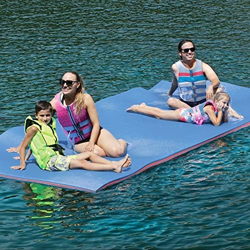 Superday Floating Water Mat Recreation Foam Pad Adults Kids Relax On Pool Lake&Ocean 12' x 6', Blue