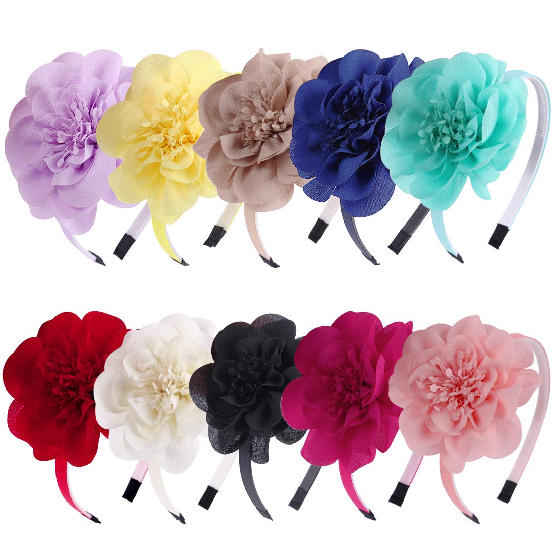 Photo 1 of XIMA 10pcs Chiffon Flower Girls Headbands for Kids Children Teens toddlers Hair Accessories…