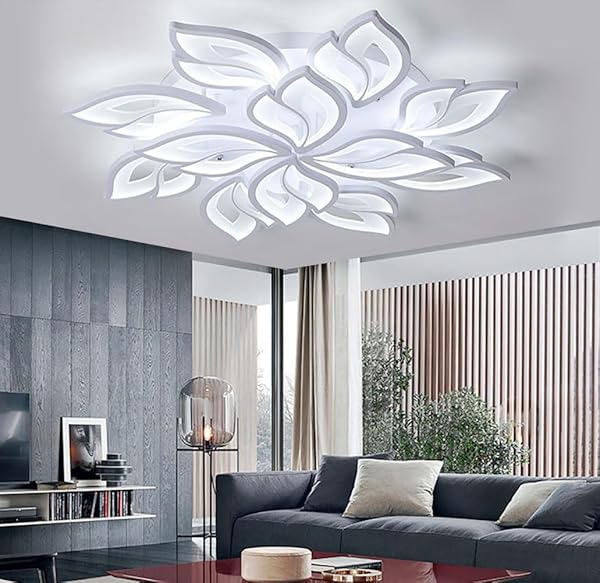 RUTAIDYE MODERN LED CEILING LIGHT FIXTURE FLUSH MOUNT CHANDELIER CEILING LAPM WITH 12-LEAF DIMMABLE REMOTE CONTROL CEILING LIGHTS FOR LIVING ROOM DINING ROOM BEDROOM