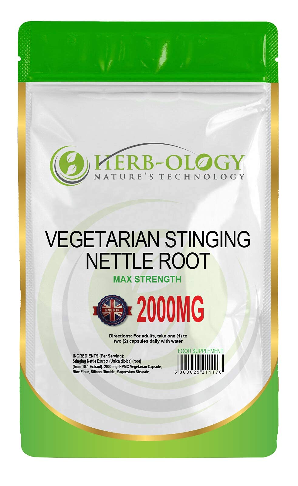HB Stinging Nettle Root | 120 Nettle-Root Capsules - (10:1 Extract) 2000mg Stinging Nettle per Serving | High Strength Nettle-Root | Non-GMO, Gluten & Allergen Free | Manufactured in The UK