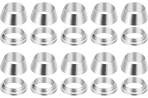 PATIKIL 8mm Tube OD 304 Stainless Steel Compression Tube Fitting Sleeve, 10 Pack Double Ferrule Ring Tubing Fitting Assortmen