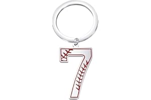 FAADBUK Baseball Initial Keychain Baseball Lucky Number Jewelry Baseball Jersey 0-9 Inspiration Pendant Keychain