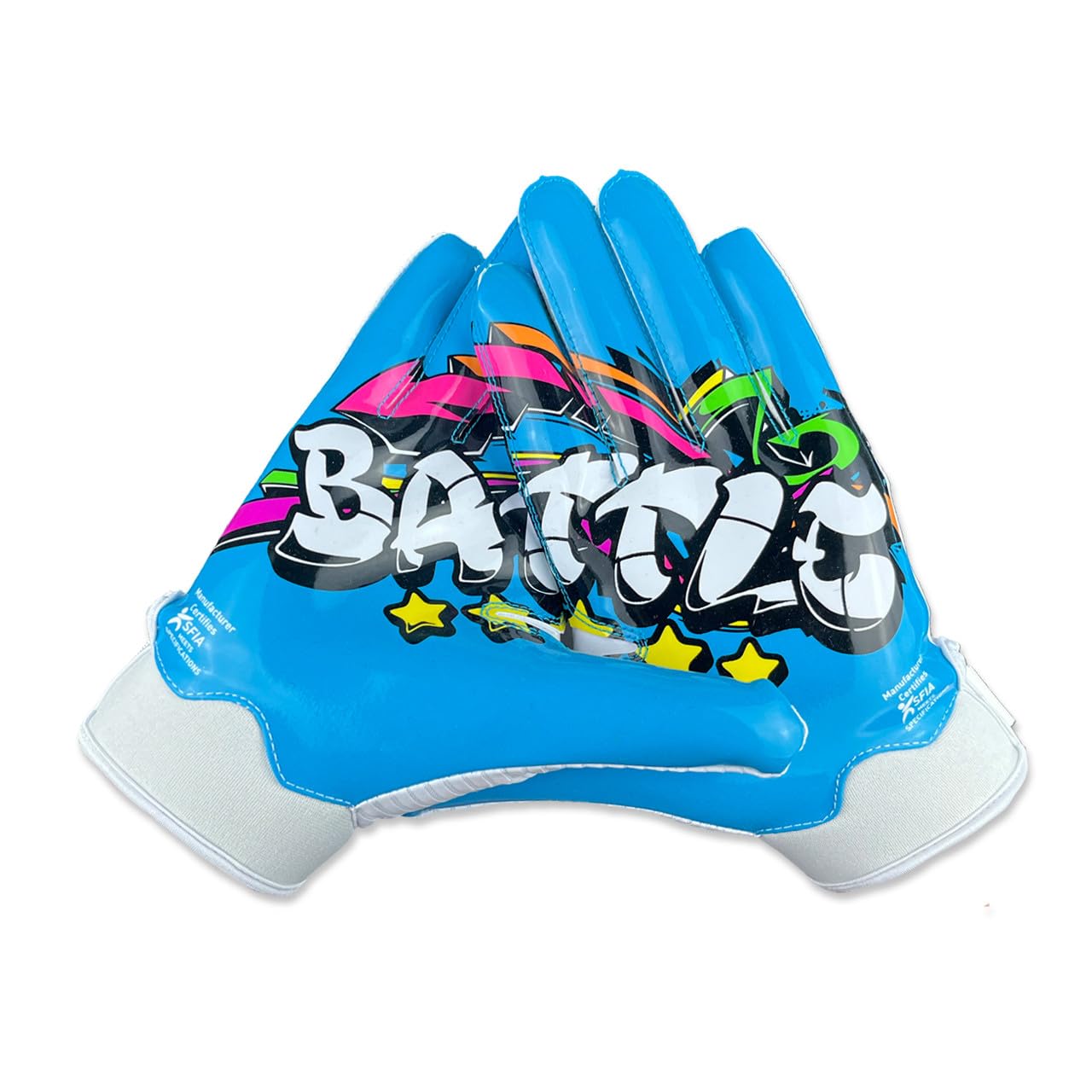 Battle Sports Graffiti23 Wide Receiver Football Gloves, Ultra Stick Adult & Youth Gloves - Adult X-Large, Blue Image Battle Sports Graffiti23 Wide Receiver Football Gloves, Ultra Stick Adult & Youth Gloves - Adult X-Large, Blue Image