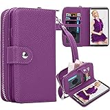 Galaxy Note 8 Case, Note 8 Wallet Case, Pasonomi Magnetic Detachable Removable Wallet Zipper PU Leather Folio Flip Carrying Case with Strap and Credit Card Slot for Samsung Galaxy Note 8 2017(Purple)