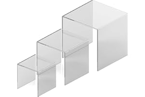 CLEAR-AD PLASTICS Acrylic Display Risers - Short Squared Sturdy Plastic Little Polished Stackable Stands - SQU-125 - 2-Pack