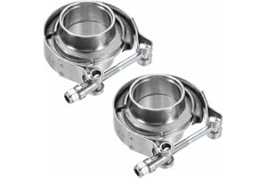 HARFINGTON 2pcs V Band Clamp with Flange 1.5 Inch 304 Stainless Steel Male Female V-Band Exhaust Clamp Flange Kit for Auto, S