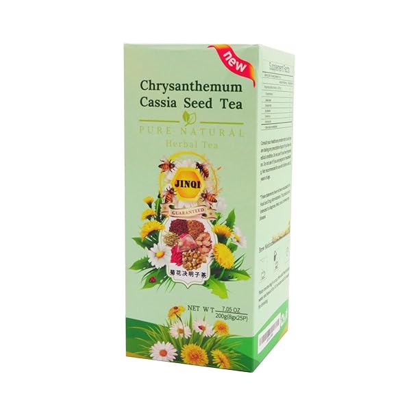 JINQI CHRYSANTHEMUM CASSIA SEEDS TEA HONEYSUCKLE, CHINESE WOLF-BERRY, SWEET-SCENTED OSMANTHUS, BURDOCK ROOT COMBINATION OF FLORAL TEA (200G, 8GX25BAGS)7.05OZ (1BOXES, 25BAGS)