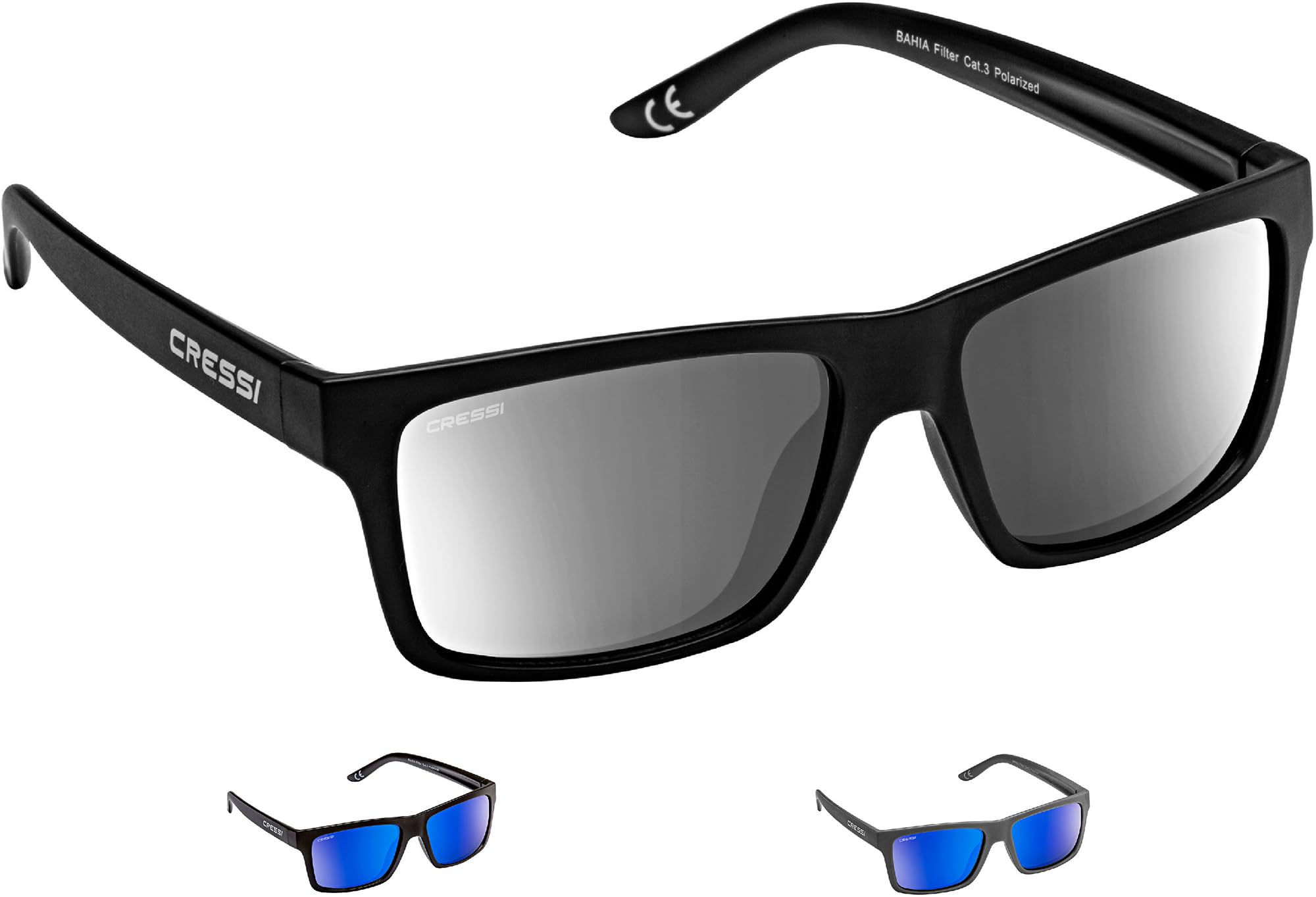 CRESSI Bahia Floating Sunglasses - Men's Floating Polarized Sunglasses, Black-Mirrored Lens Silver, One Size