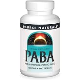 Source Naturals PABA, 100 mg - 100 Vegan Tablets | Para Aminobenzoic Acid | Precursor for Folic Acid Production*